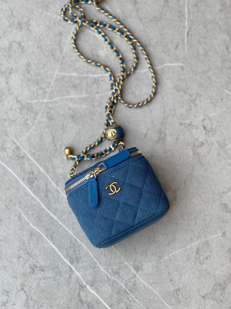 CHANEL VANITY MINI BAG BLUE DENIM