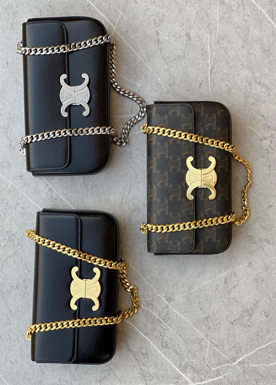 CELINE TRIOMHE LEATHER HANDBAG