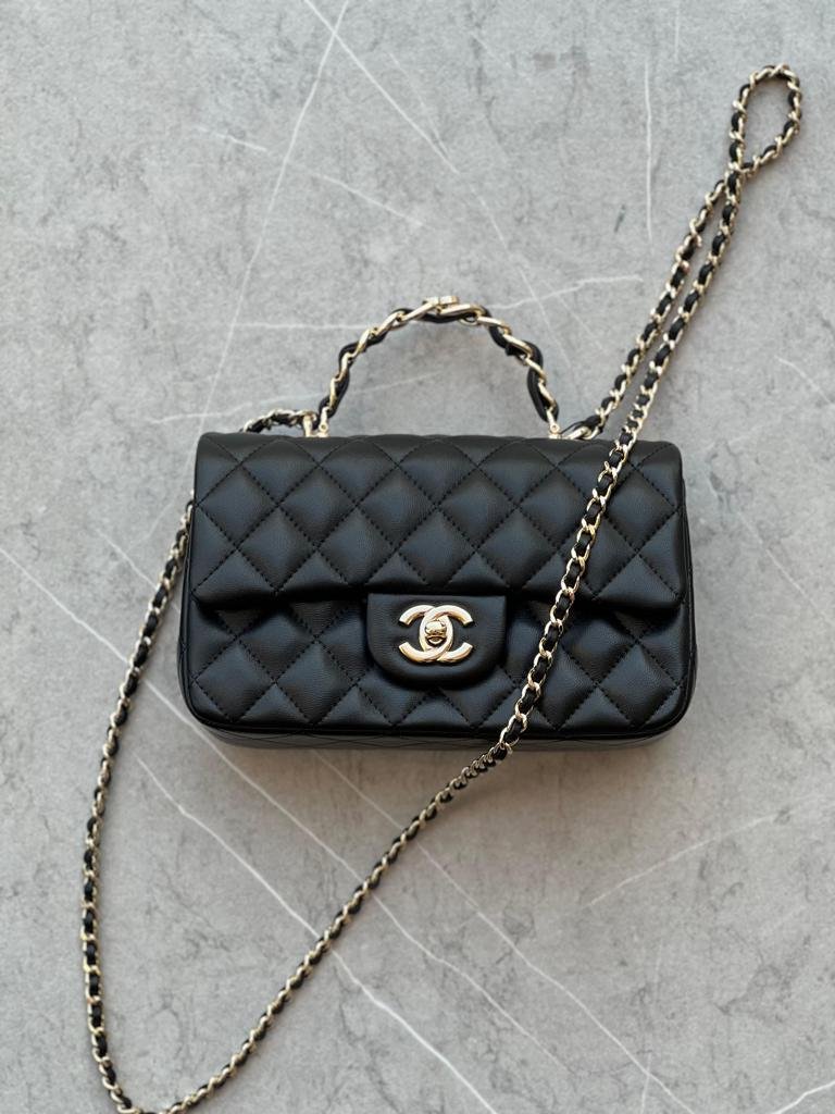 CHANEL FLAP BAG WITH TOP HANDLE
