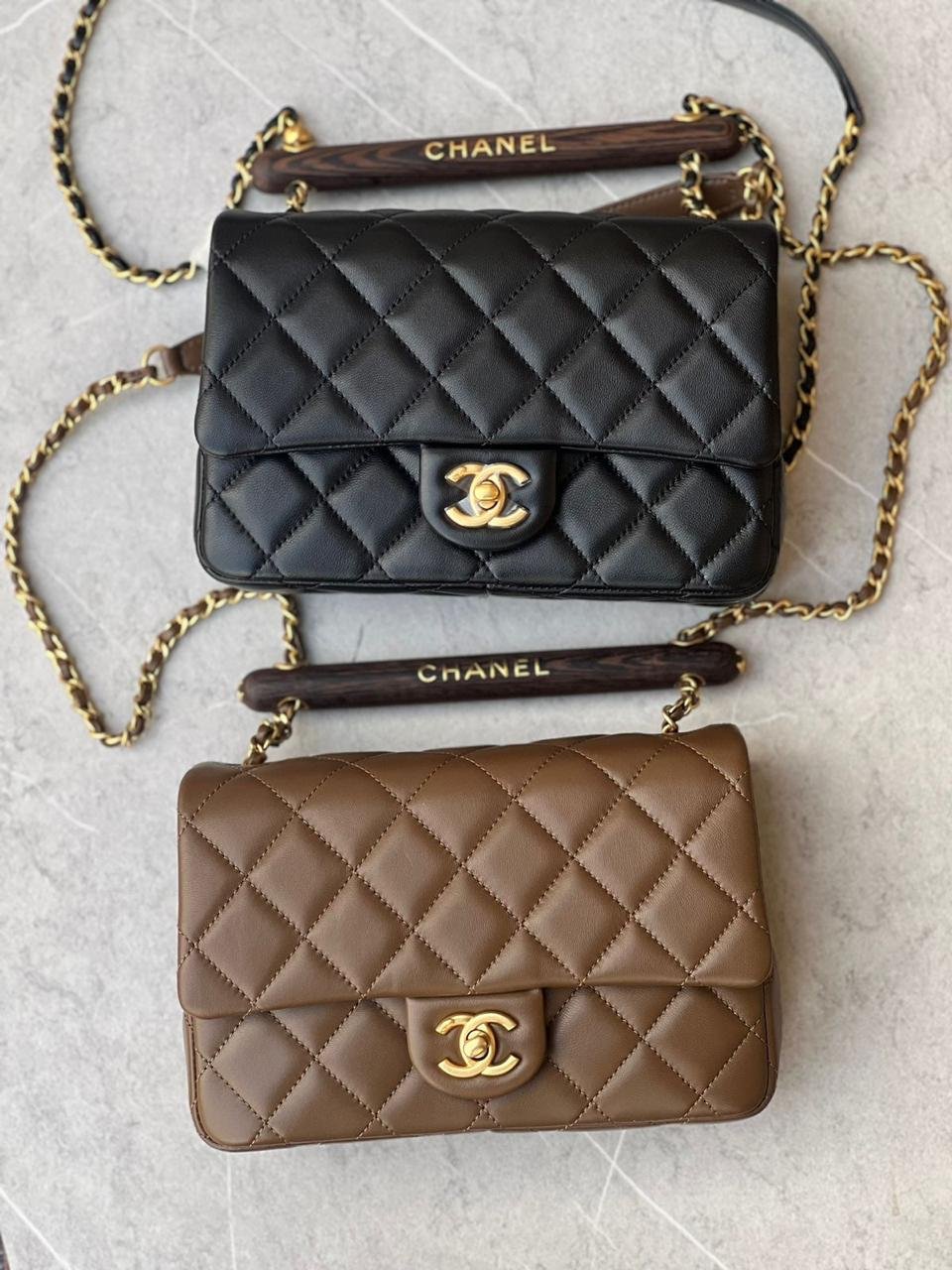 CHANEL 23A WOOD HANDLE FLAP BAG