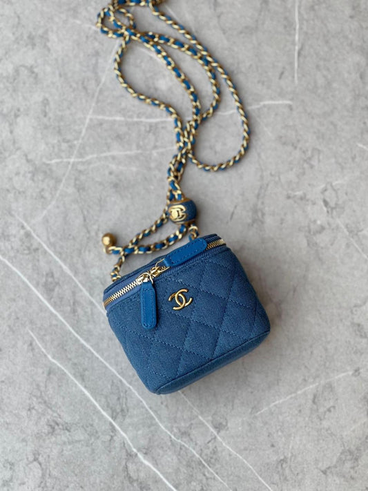 CHANEL VANITY MINI BAG BLUE DENIM