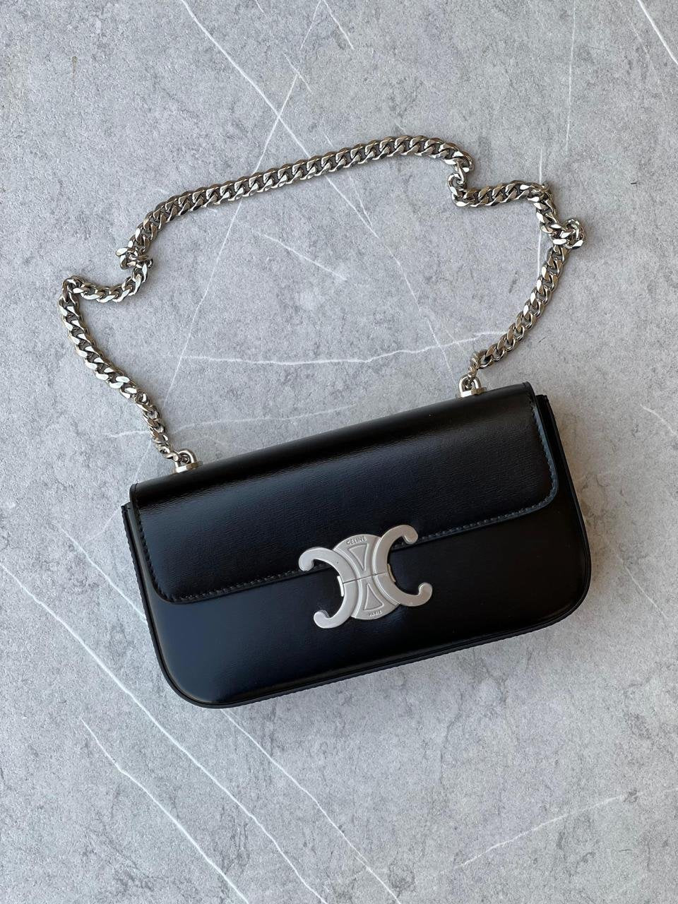 CELINE TRIOMHE LEATHER HANDBAG