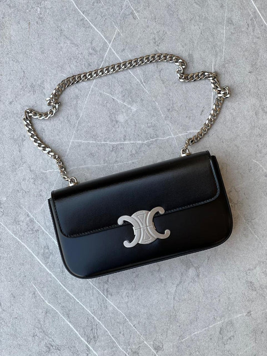 CELINE TRIOMHE LEATHER HANDBAG