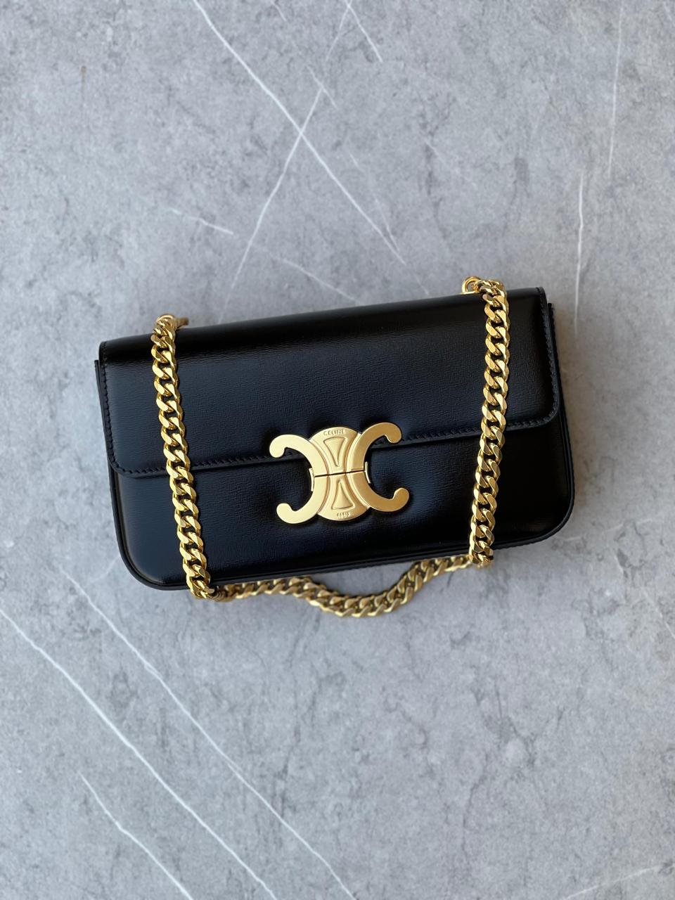 CELINE TRIOMHE LEATHER HANDBAG