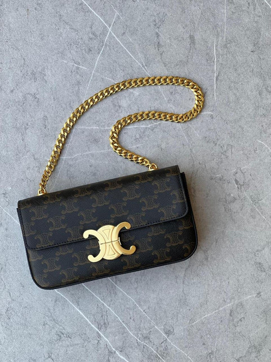 CELINE TRIOMHE LEATHER HANDBAG