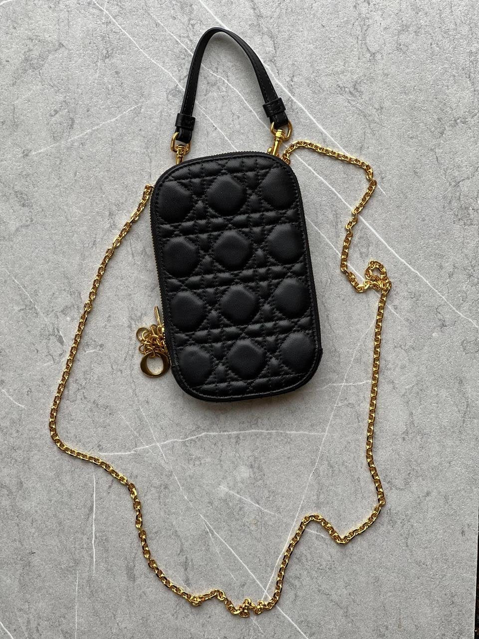 LADY DIOR PHONE HOLDER CANNAGE LAMBSKIN