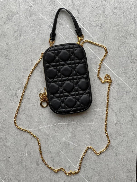 LADY DIOR PHONE HOLDER CANNAGE LAMBSKIN