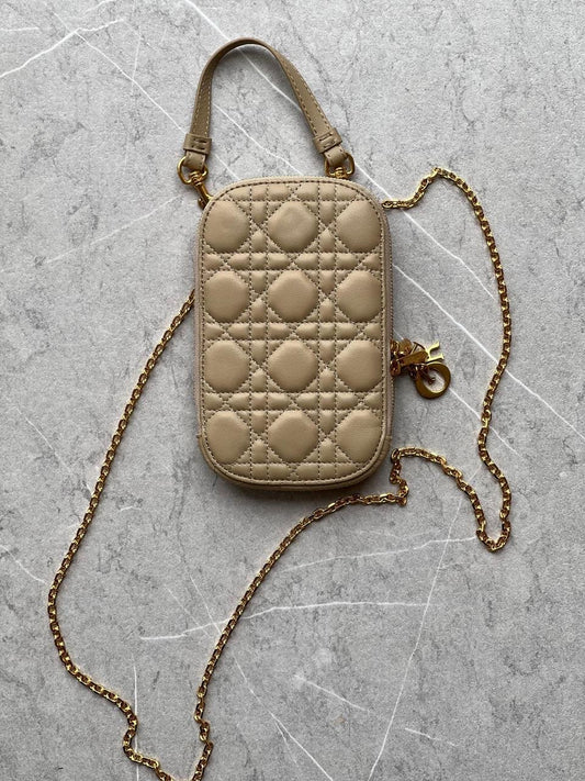LADY DIOR PHONE HOLDER CANNAGE LAMBSKIN