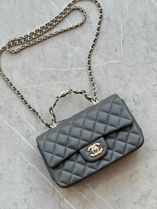 CHANEL FLAP BAG WITH TOP HANDLE