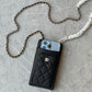 CHANEL Bag Matelassé Smartphone Shoulder Pouch Chain Caviar Skin